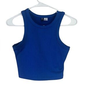 H&M Blue Fitted Crop Tank Top